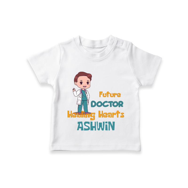 Future Doctor T-Shirt | Personalized Name Baby T-Shirt - WHITE - 0-5 Months Old (Chest 17")