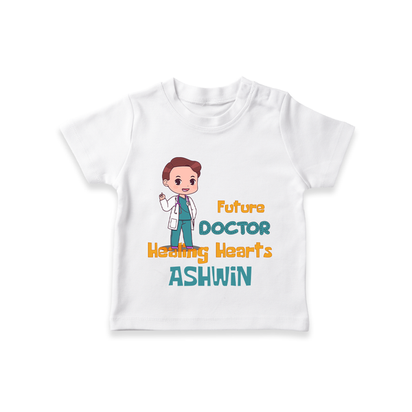 Future Doctor T-Shirt | Personalized Name Baby T-Shirt - WHITE - 0-5 Months Old (Chest 17")