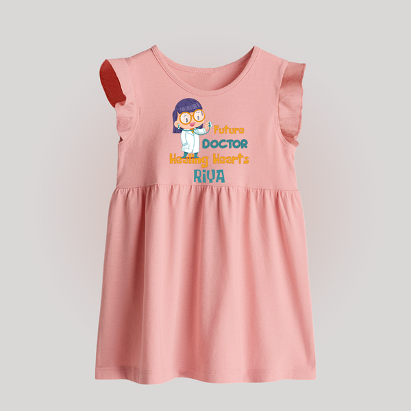 Future Doctor Baby Frock | Custom Printed Name Baby Frock - BABY PINK - 0 - 3 Months Old (Chest 17")