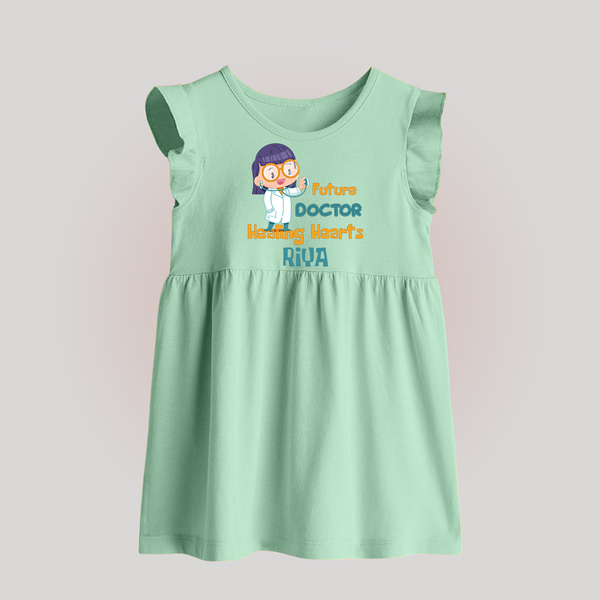 Future Doctor Baby Frock | Custom Printed Name Baby Frock - MINT GREEN - 0 - 3 Months Old (Chest 17")