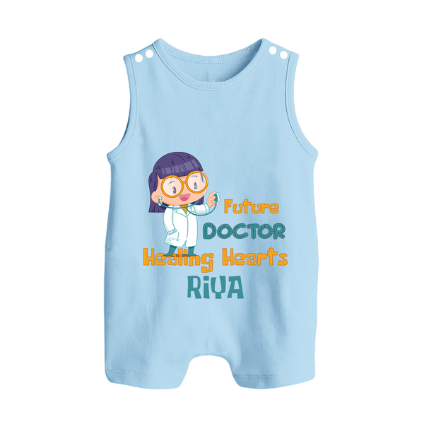 Future Doctor Romper Suit | Custom Printed Name Romper Suit - BABY BLUE - 0 - 5 Months Old (Chest 18")