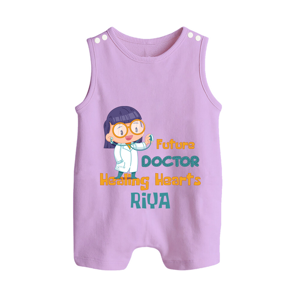 Future Doctor Romper Suit | Custom Printed Name Romper Suit - LILAC - 0 - 5 Months Old (Chest 18")