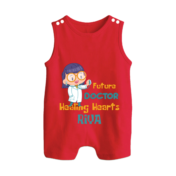 Future Doctor Romper Suit | Custom Printed Name Romper Suit - RED - 0 - 5 Months Old (Chest 18")
