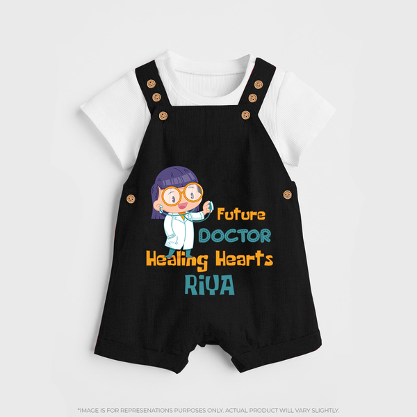 Future Doctor Dungaree Set | Custom Printed Name Dungaree Set - BLACK - 0 - 5 Months Old (Chest 18")