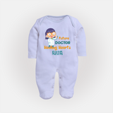 Future Doctor Sleep Suit | Custom Printed Name Sleep Suit - BABY BLUE - New Born (Chest 7.5")