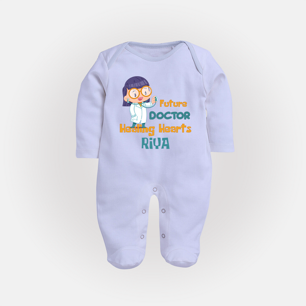 Future Doctor Sleep Suit | Custom Printed Name Sleep Suit - BABY BLUE - New Born (Chest 7.5")