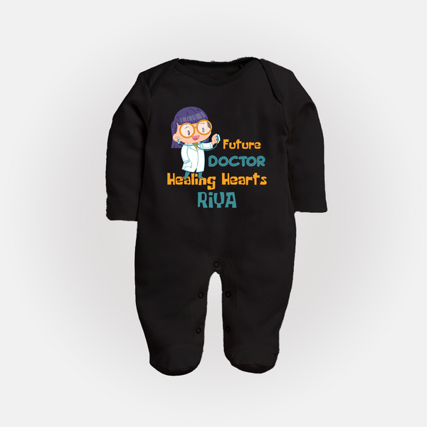 Future Doctor Sleep Suit | Custom Printed Name Sleep Suit - BLACK - New Born (Chest 7.5")