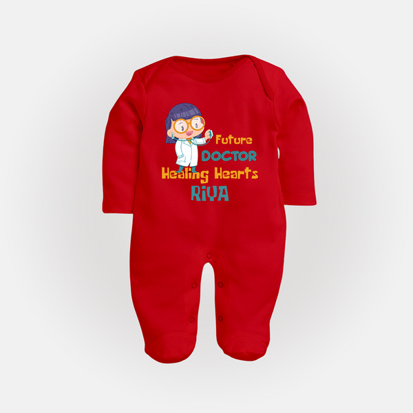 Future Doctor Sleep Suit | Custom Printed Name Sleep Suit - RED - New Born (Chest 7.5")