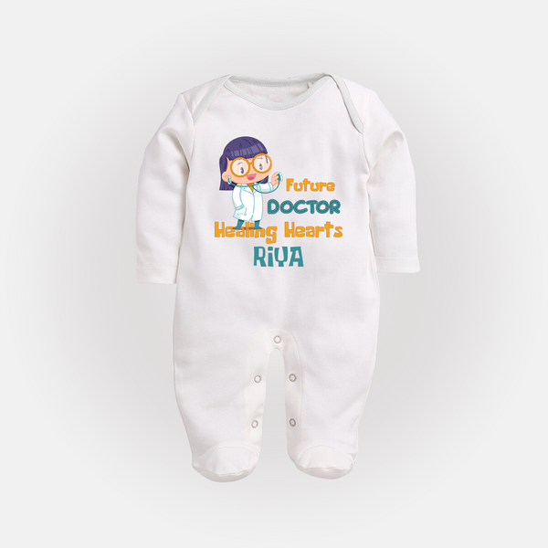 Future Doctor Sleep Suit | Custom Printed Name Sleep Suit - WHITE - New Born (Chest 7.5")