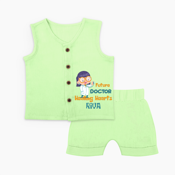 Future Doctor Jabla Set | Custom Printed Name Jabla Set - PASTEL GREEN - 0 - 3 Months Old (Chest 9.8")
