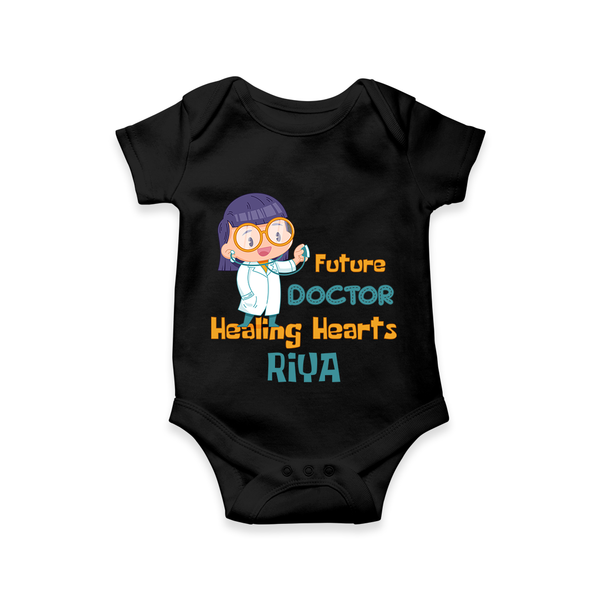 Future Doctor Romper / Onesie | Custom Printed Name Romper / Onesie - BLACK - New Born (Chest 14")