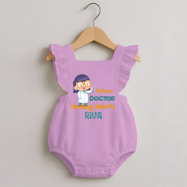 Future Doctor Romper Frock | Custom Printed Name Romper Frock - BABY PINK - 0 - 3 Months Old (Chest 19")