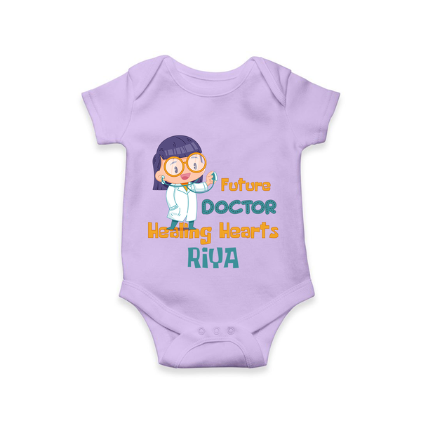 Future Doctor Romper / Onesie | Custom Printed Name Romper / Onesie - LILAC - New Born (Chest 14")