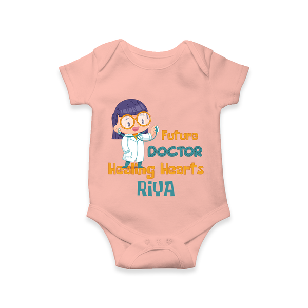 Future Doctor Romper / Onesie | Custom Printed Name Romper / Onesie - PEACH - New Born (Chest 14")
