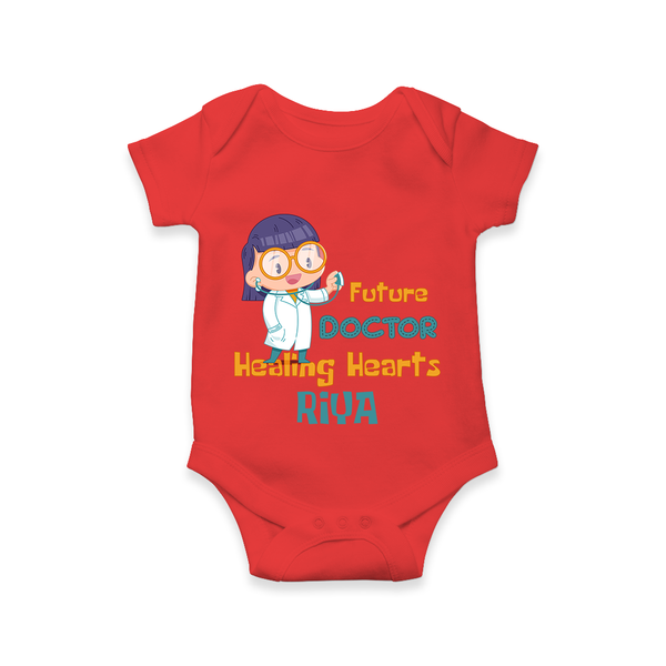 Future Doctor Romper / Onesie | Custom Printed Name Romper / Onesie - RED - New Born (Chest 14")