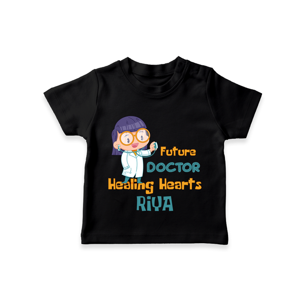 Future Doctor T-Shirt | Custom Printed Name T-Shirt - BLACK - 0-5 Months Old (Chest 17")