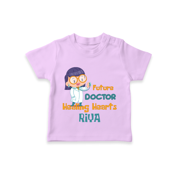 Future Doctor T-Shirt | Custom Printed Name T-Shirt - LILAC - 0-5 Months Old (Chest 17")