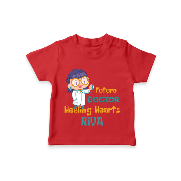 Future Doctor T-Shirt | Custom Printed Name T-Shirt - RED - 0-5 Months Old (Chest 17")