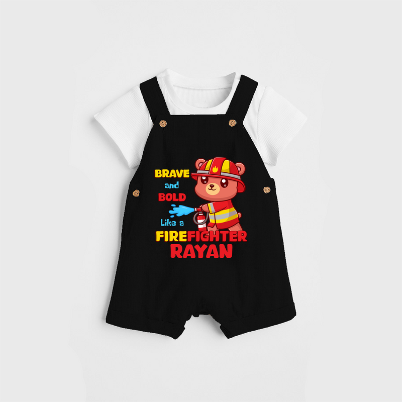 Brave and Bold Firefighter Hero Dungaree - BLACK - 0 - 3 Months Old (Chest 17")