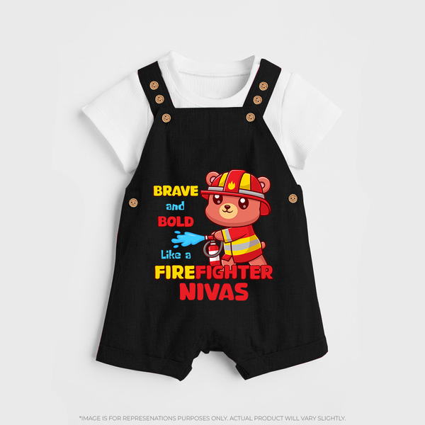 Future Firefighter Dungaree Set | Profession-Themed Name Dungaree Set - BLACK - 0 - 5 Months Old (Chest 18")