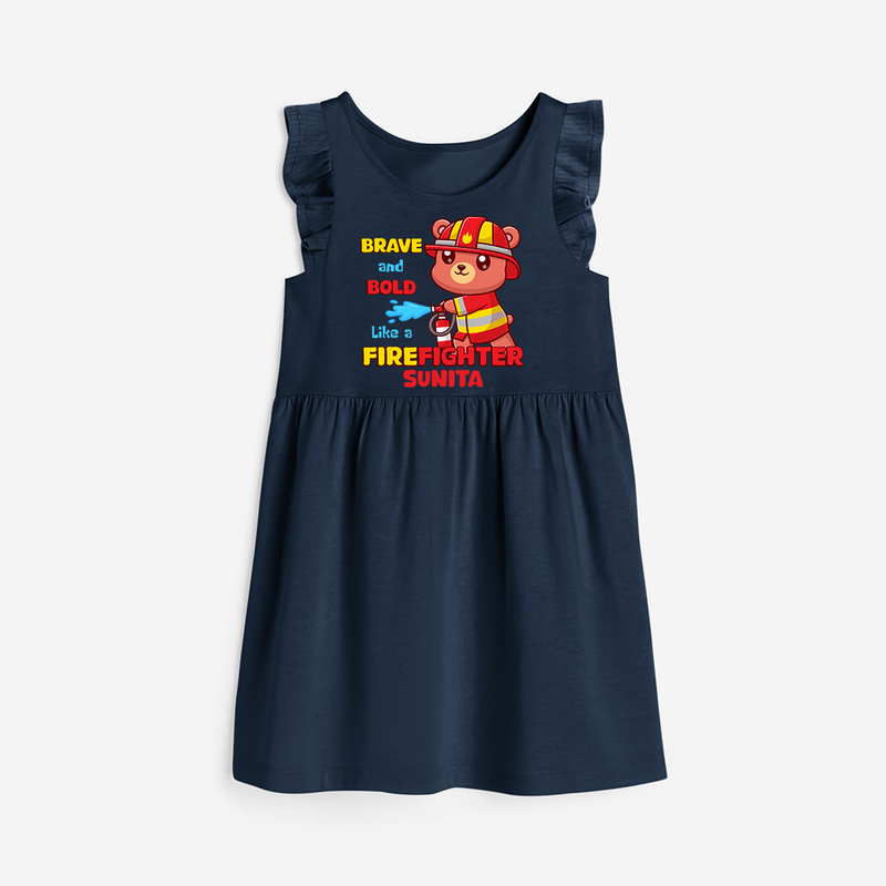 Brave and Bold Firefighter Hero Frock - NAVY BLUE - 0 - 6 Months Old (Chest 18")