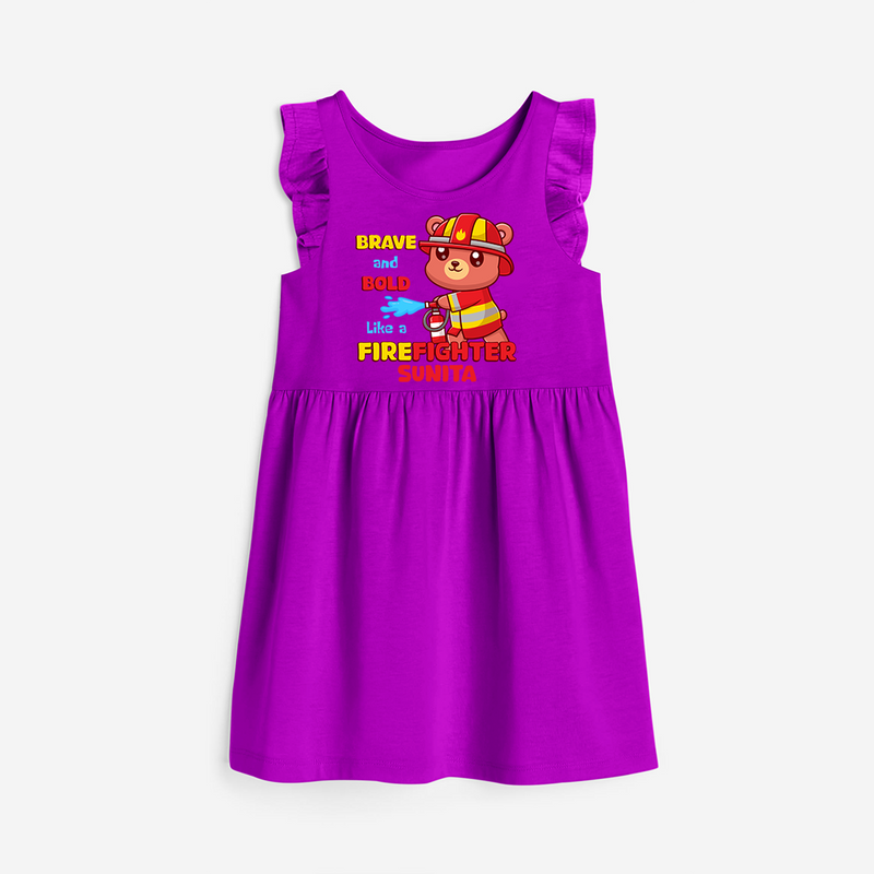 Brave and Bold Firefighter Hero Frock - PURPLE - 0 - 6 Months Old (Chest 18")