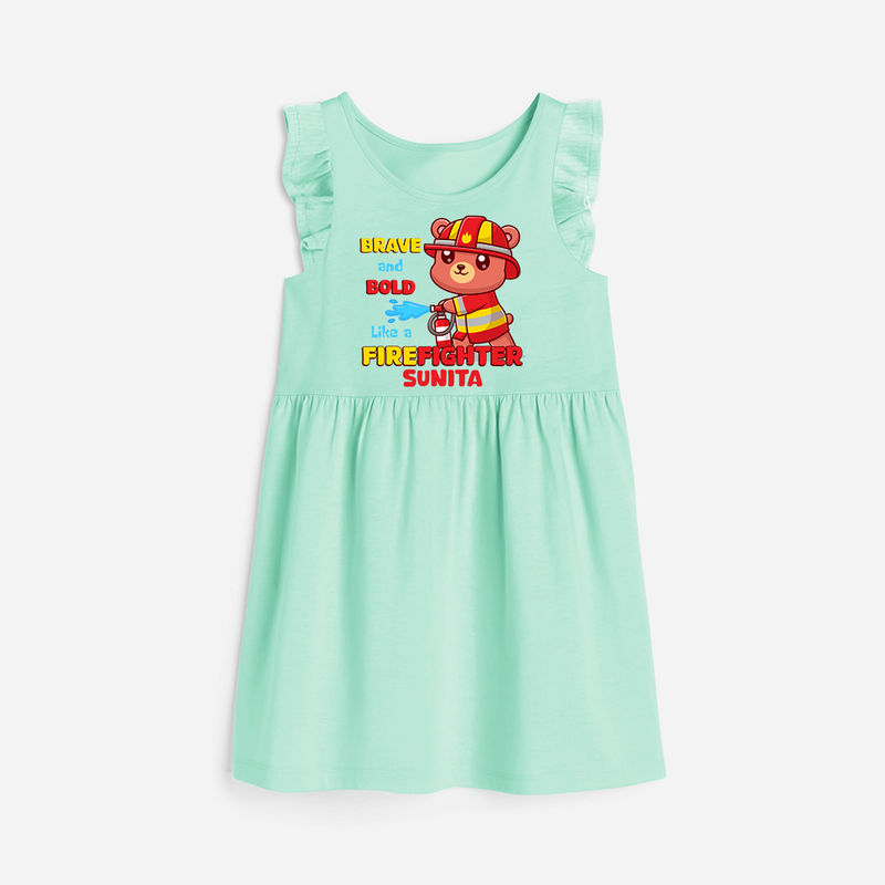 Brave and Bold Firefighter Hero Frock - TEAL GREEN - 0 - 6 Months Old (Chest 18")