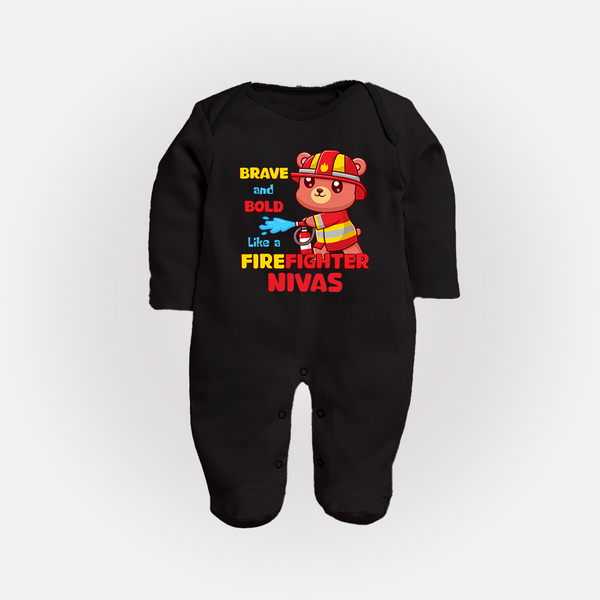 Future Firefighter Sleep Suit | Profession-Themed Name Sleep Suit - BLACK - New Born (Chest 7.5")