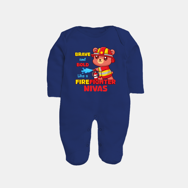 Future Firefighter Sleep Suit | Profession-Themed Name Sleep Suit - NAVY BLUE - New Born (Chest 7.5")