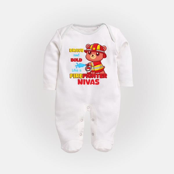 Future Firefighter Sleep Suit | Profession-Themed Name Sleep Suit - WHITE - New Born (Chest 7.5")