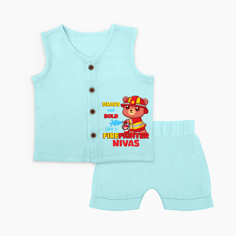 Future Firefighter Jabla Set | Profession-Themed Name Jabla Set - BABY BLUE - 0 - 3 Months Old (Chest 9.8")
