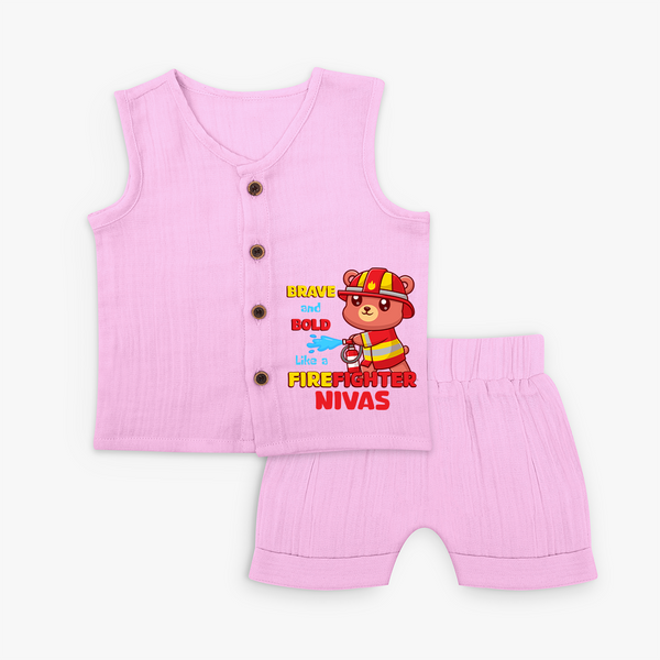 Future Firefighter Jabla Set | Profession-Themed Name Jabla Set - BABY PINK - 0 - 3 Months Old (Chest 9.8")
