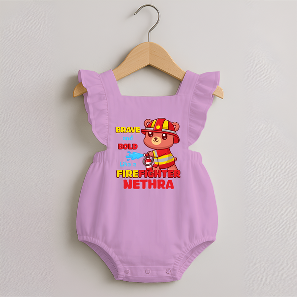 Future Firefighter Romper Frock | Profession-Themed Name Romper Frock - BABY PINK - 0 - 3 Months Old (Chest 19")