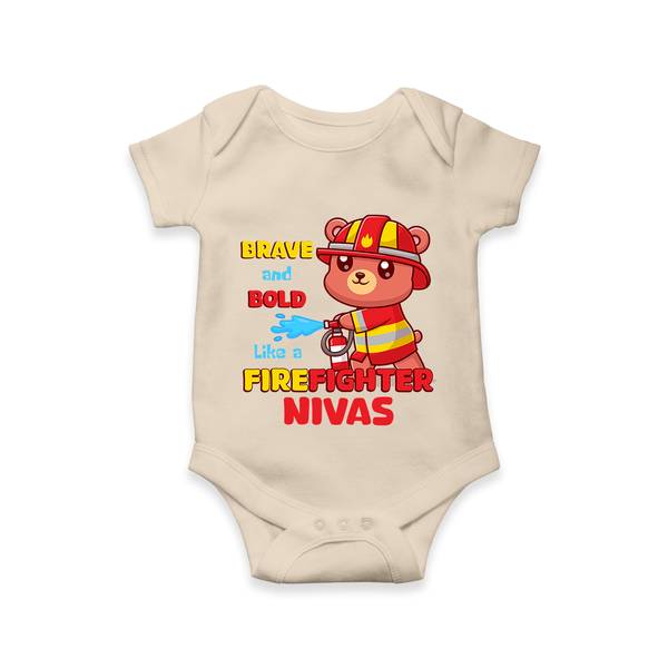 Future Firefighter Romper / Onesie | Profession-Themed Name Romper / Onesie - IVORY - New Born (Chest 14")