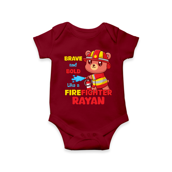 Brave and Bold Firefighter Hero Onesie - MAROON - 0 - 3 Months Old (Chest 16")