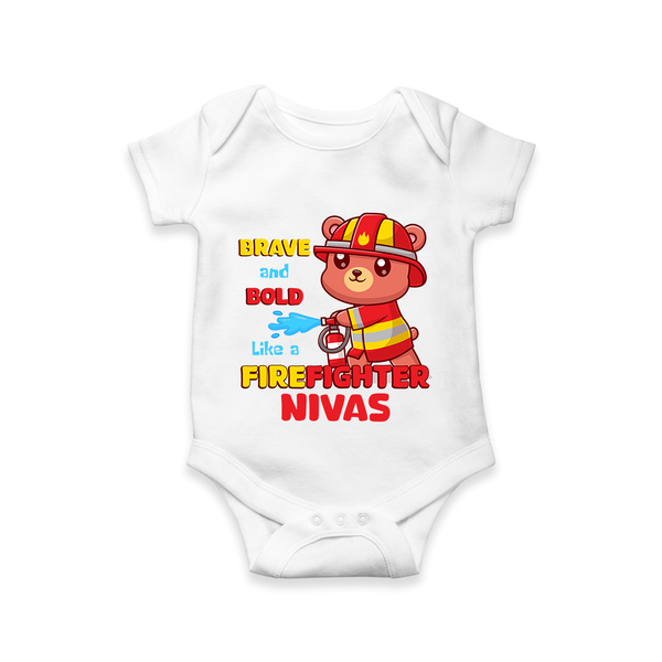 Future Firefighter Romper / Onesie | Profession-Themed Name Romper / Onesie - WHITE - New Born (Chest 14")