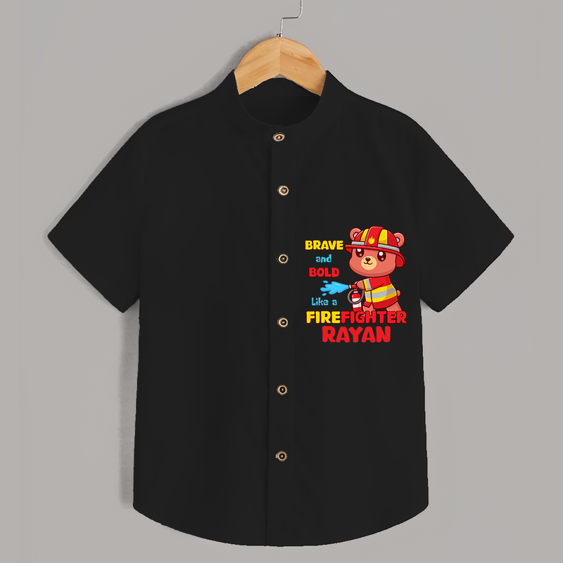 Brave and Bold Firefighter Hero Shirt - BLACK - 0 - 6 Months Old (Chest 21")