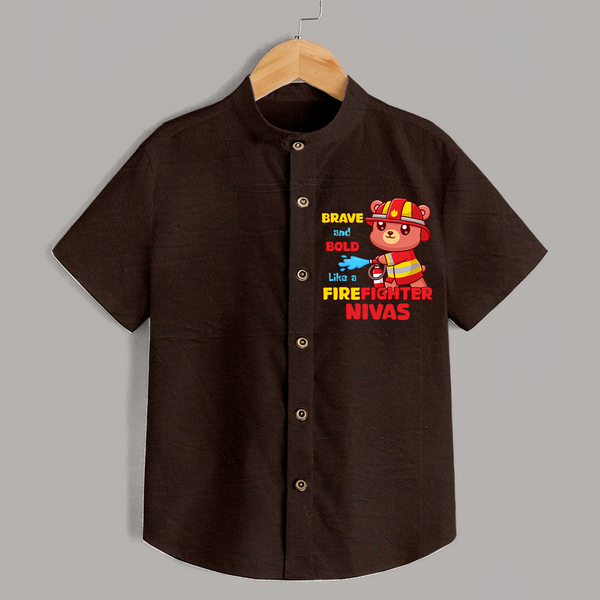 Future Firefighter Shirt | Profession-Themed Name Shirt - CHOCOLATE BROWN - 0 - 6 Months Old (Chest 23")