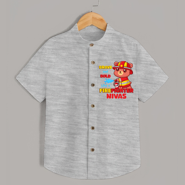 Future Firefighter Shirt | Profession-Themed Name Shirt - GREY - 0 - 6 Months Old (Chest 23")