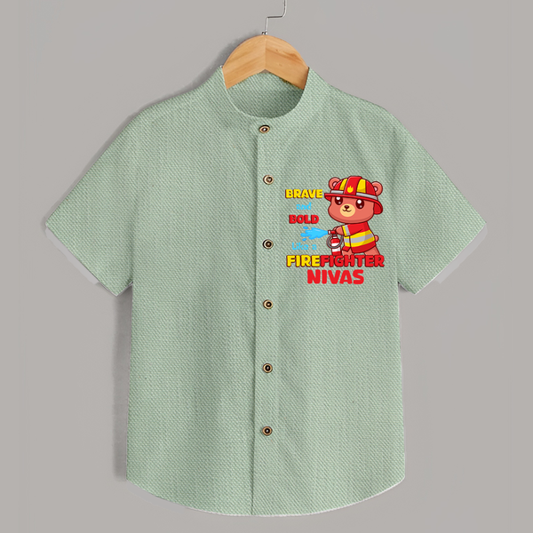 Future Firefighter Shirt | Profession-Themed Name Shirt - MINT GREEN - 0 - 6 Months Old (Chest 23")