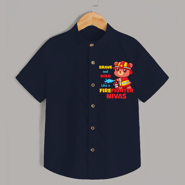 Future Firefighter Shirt | Profession-Themed Name Shirt - NAVY BLUE - 0 - 6 Months Old (Chest 23")