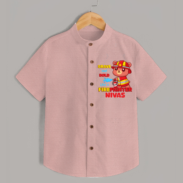 Future Firefighter Shirt | Profession-Themed Name Shirt - PEACH - 0 - 6 Months Old (Chest 23")