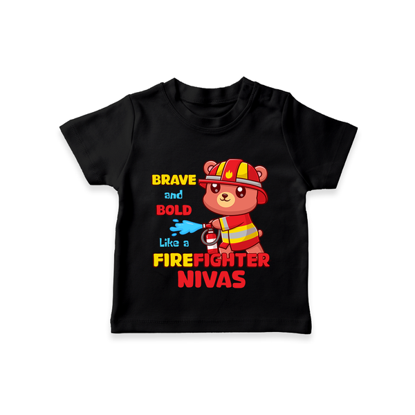 Future Firefighter T-Shirt | Profession-Themed Name T-Shirt - BLACK - 0-5 Months Old (Chest 17")