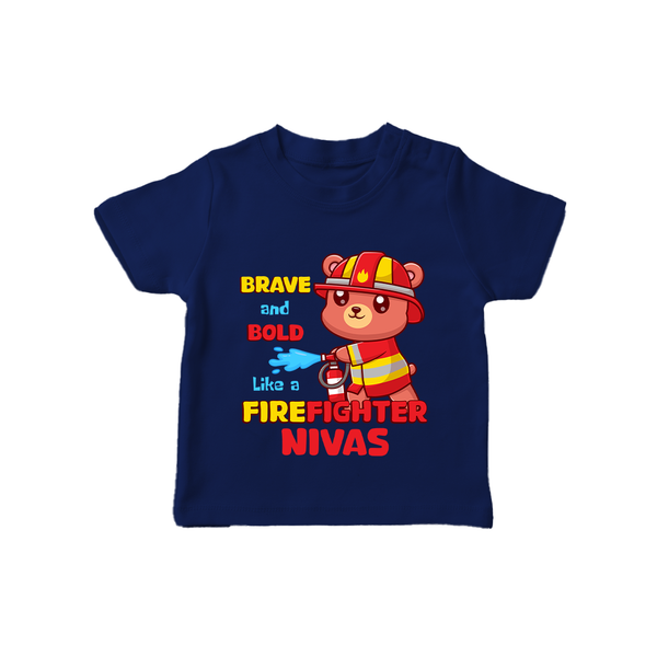 Future Firefighter T-Shirt | Profession-Themed Name T-Shirt - NAVY BLUE - 0-5 Months Old (Chest 17")
