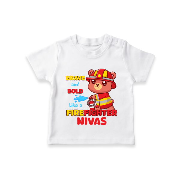 Future Firefighter T-Shirt | Profession-Themed Name T-Shirt - WHITE - 0-5 Months Old (Chest 17")