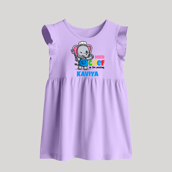 Future Chef Baby Frock | Soft Cotton Personalized Baby Frock - LILAC - 0 - 3 Months Old (Chest 17")