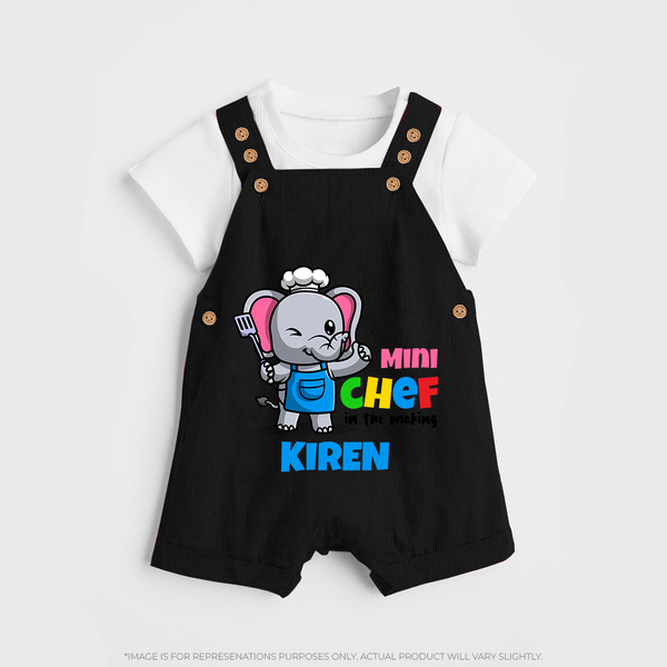 Future Chef Dungaree Set | Soft Cotton Personalized Dungaree Set - BLACK - 0 - 5 Months Old (Chest 18")
