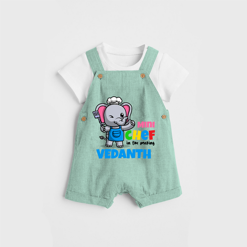 Aspiring Mini Chef Dungaree - LIGHT GREEN - 0 - 3 Months Old (Chest 17")