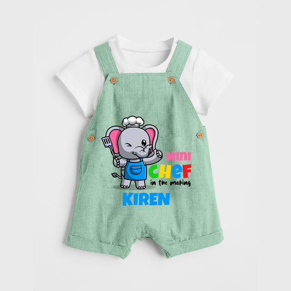 Future Chef Dungaree Set | Soft Cotton Personalized Dungaree Set - MINT GREEN - 0 - 5 Months Old (Chest 18")