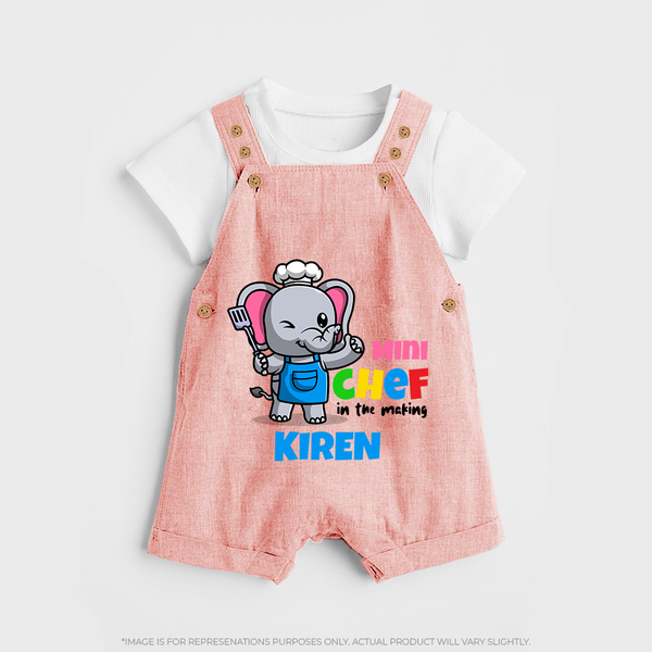 Future Chef Dungaree Set | Soft Cotton Personalized Dungaree Set - PEACH - 0 - 5 Months Old (Chest 18")